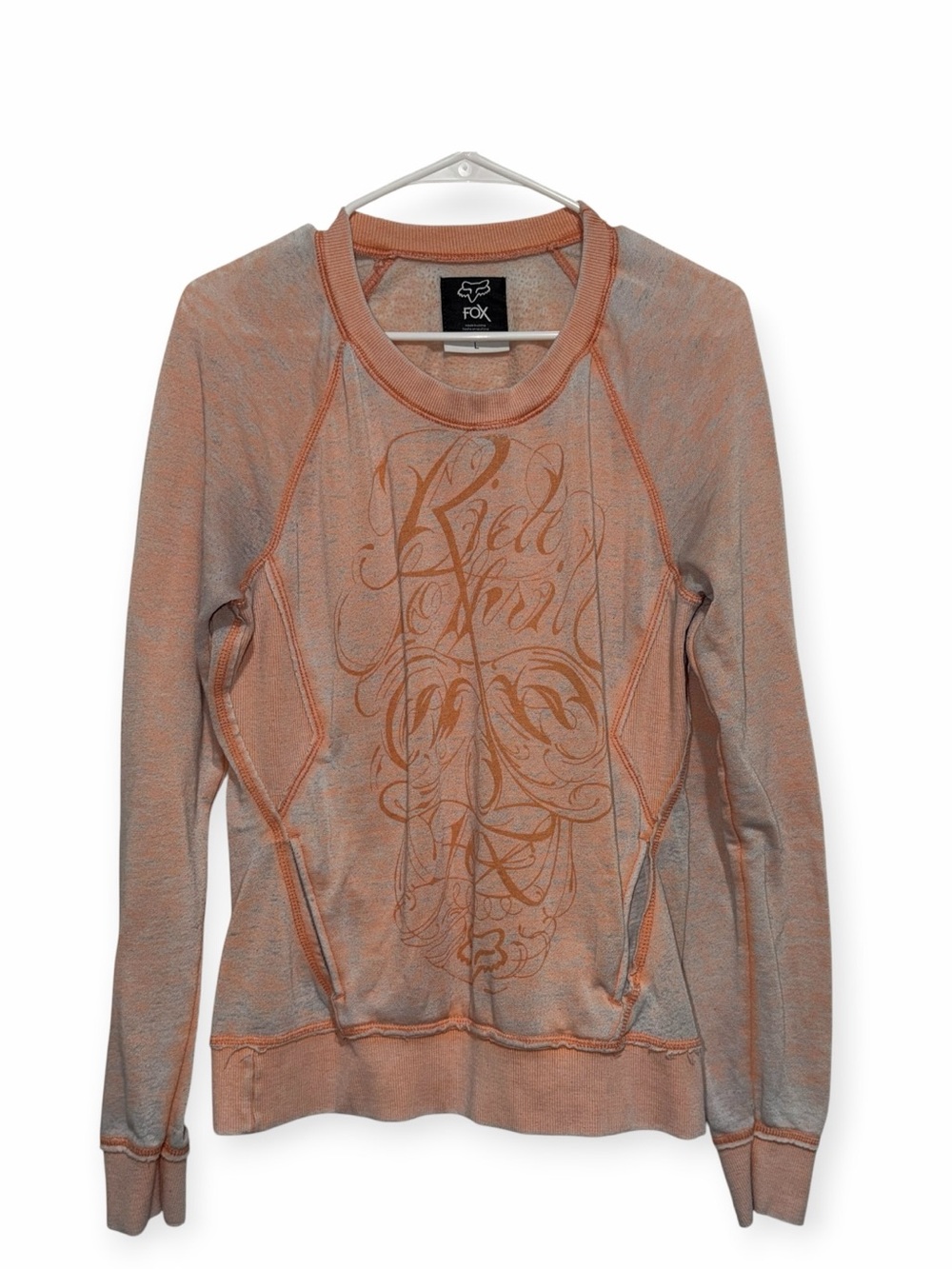 Fox Women's Long Sleeve Graphic Pullover - Peach, Large
